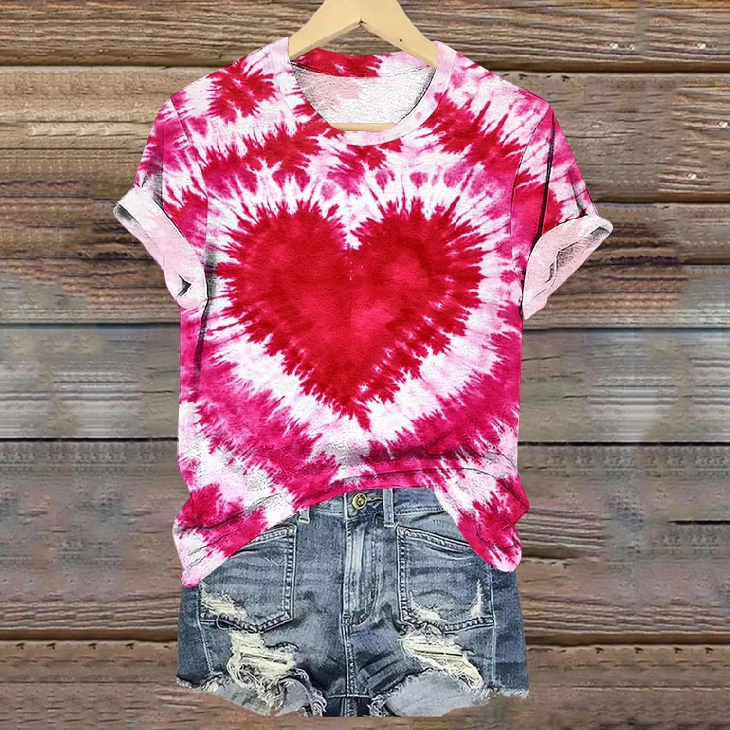 Womens Teen Girls Tie Dye Shirts Printing Ink and Blue Colorful Summer Tops Short Sleeve Graphic Going Out Tees