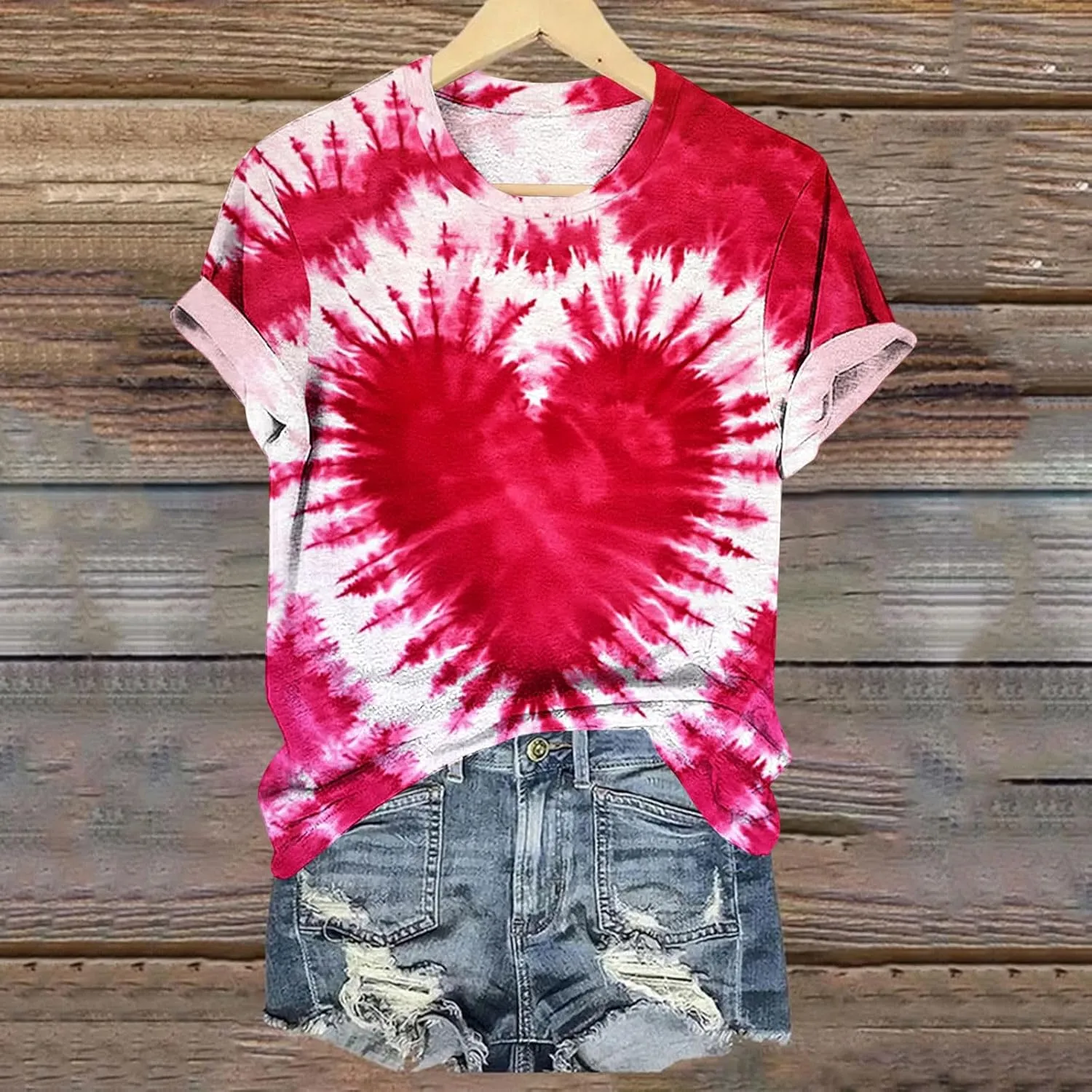 Womens Teen Girls Tie Dye Shirts Printing Ink and Blue Colorful Summer Tops Short Sleeve Graphic Going Out Tees