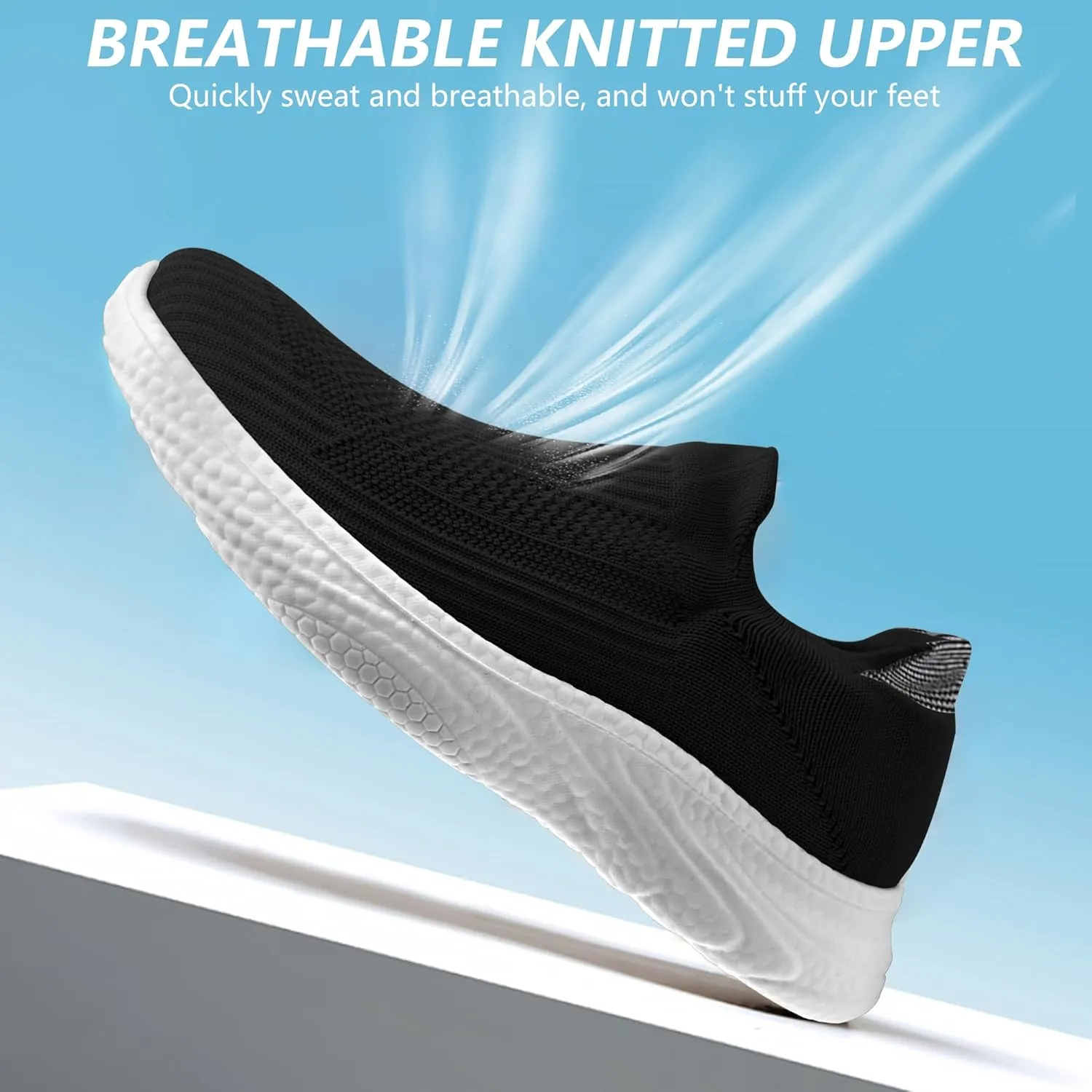 Womens Tennis Shoes Casual Fashion Sneakers Breathable Slip-On Walking Footwear for Workout Gym Sports