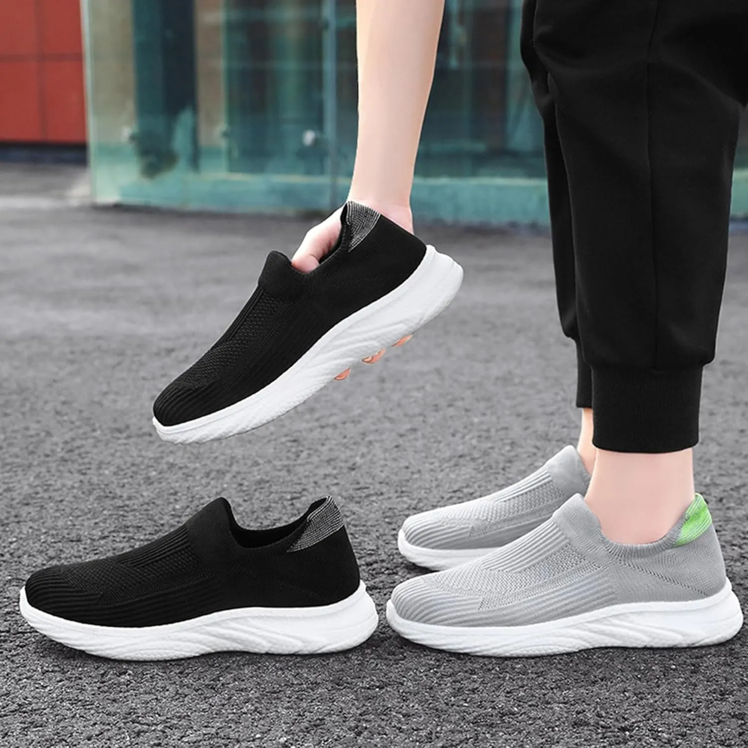 Womens Tennis Shoes Casual Fashion Sneakers Breathable Slip-On Walking Footwear for Workout Gym Sports