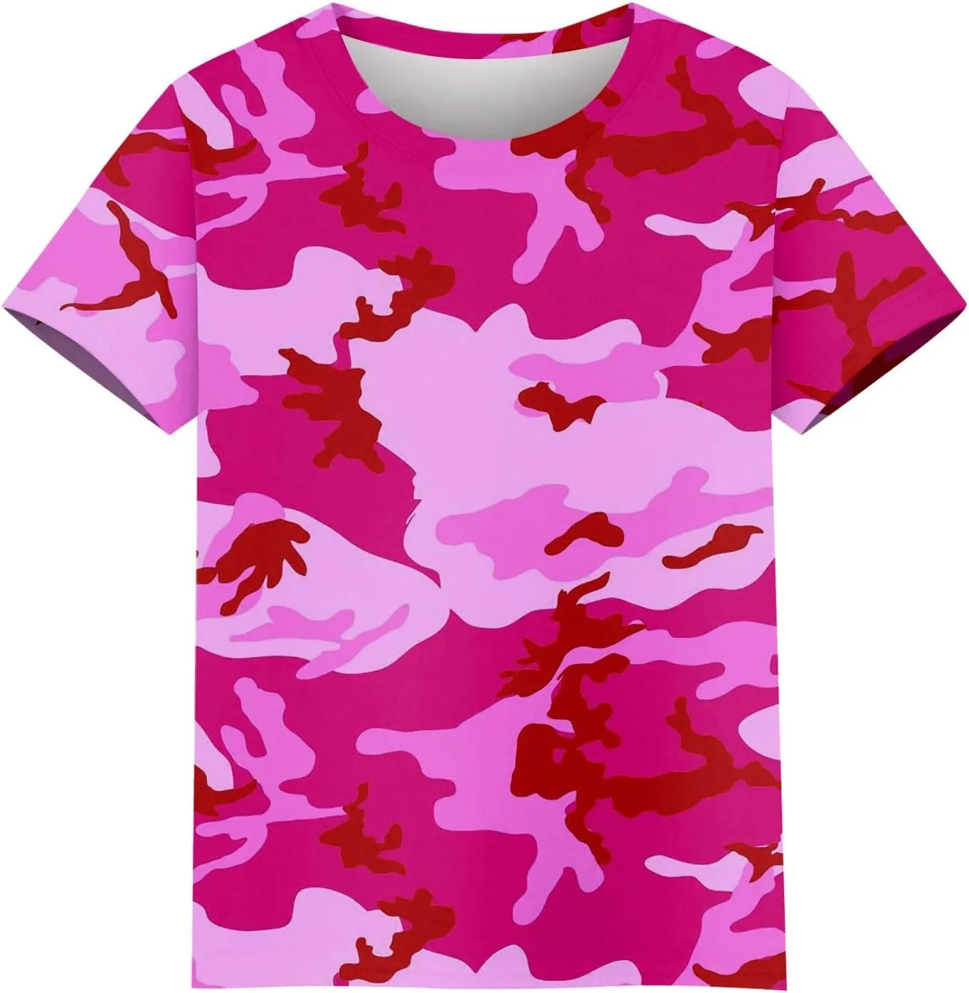 Womens Tops 2025 Summer Crew Neck Short Sleeved Camouflage T-Shirt Oversized Loose Casual Shirt Funny Graphic Tee