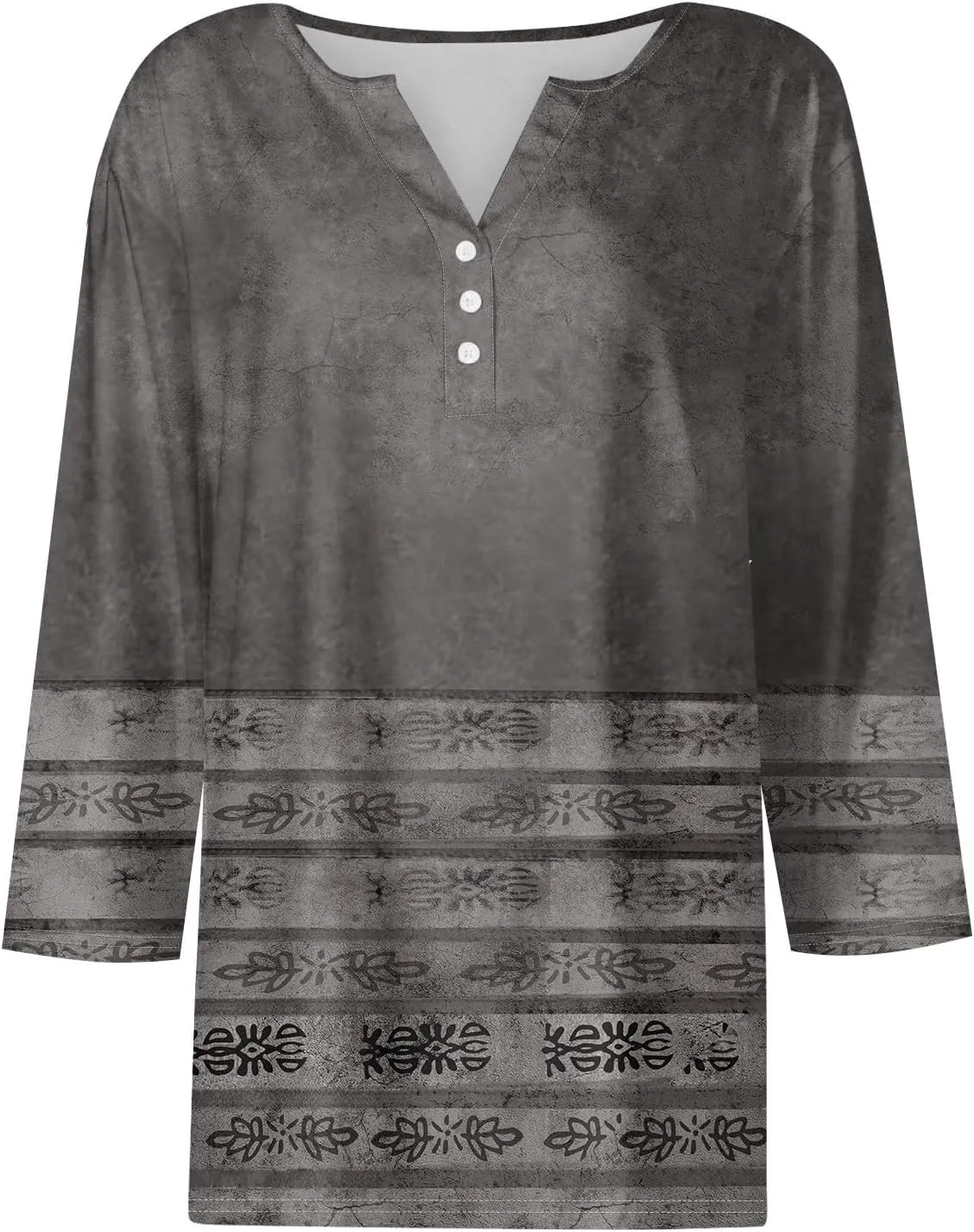 Womens Tops Dressy Casual 3/4 Sleeve Spring Fashion 2025 Button Down Henley Shirts Floral Print Blouse