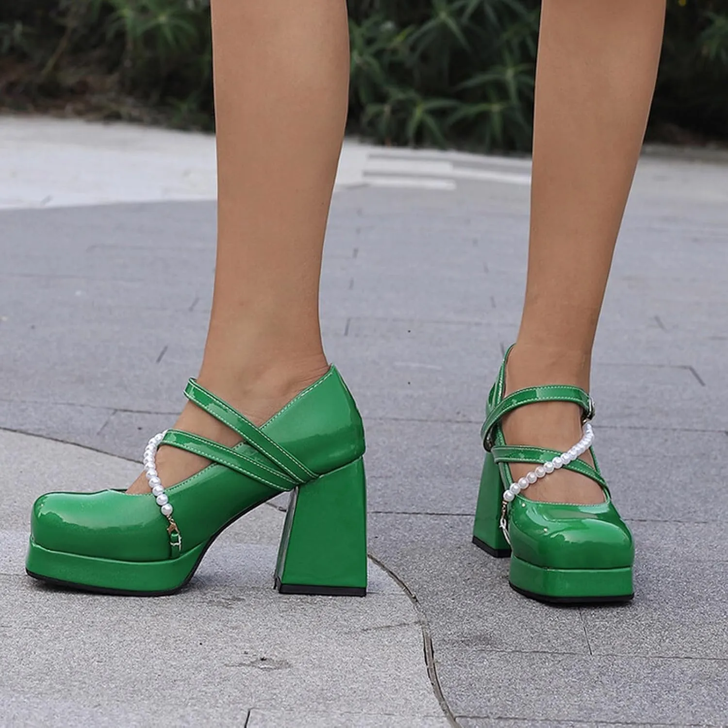 Women's Versatile Sandals Chunky Heeled Square Head Color Sandals Beaded Big Yard Womens