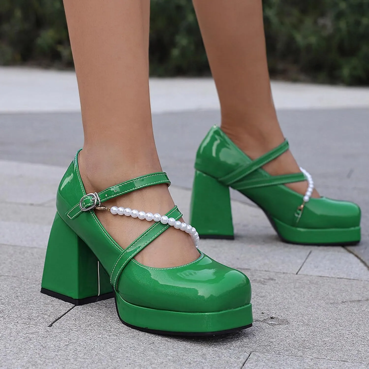 Women's Versatile Sandals Chunky Heeled Square Head Color Sandals Beaded Big Yard Womens