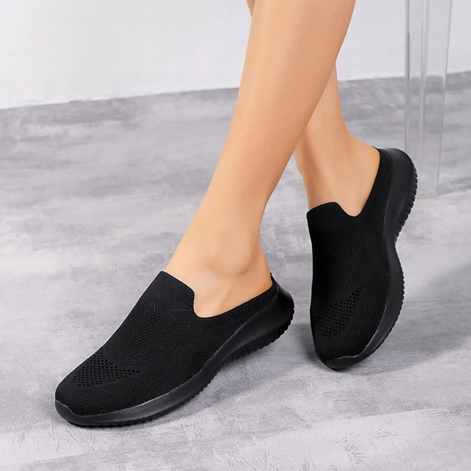Womens Walking Tennis Shoes Slip-On Walking Sneakers Breathable Comfortable Sneakers Arch Support Backless Slippers