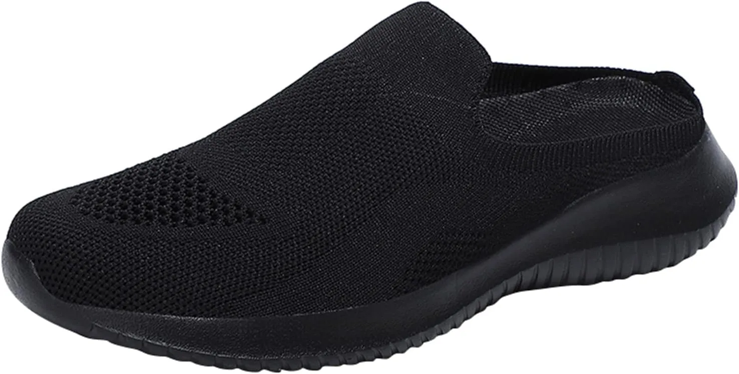 Womens Walking Tennis Shoes Slip-On Walking Sneakers Breathable Comfortable Sneakers Arch Support Backless Slippers