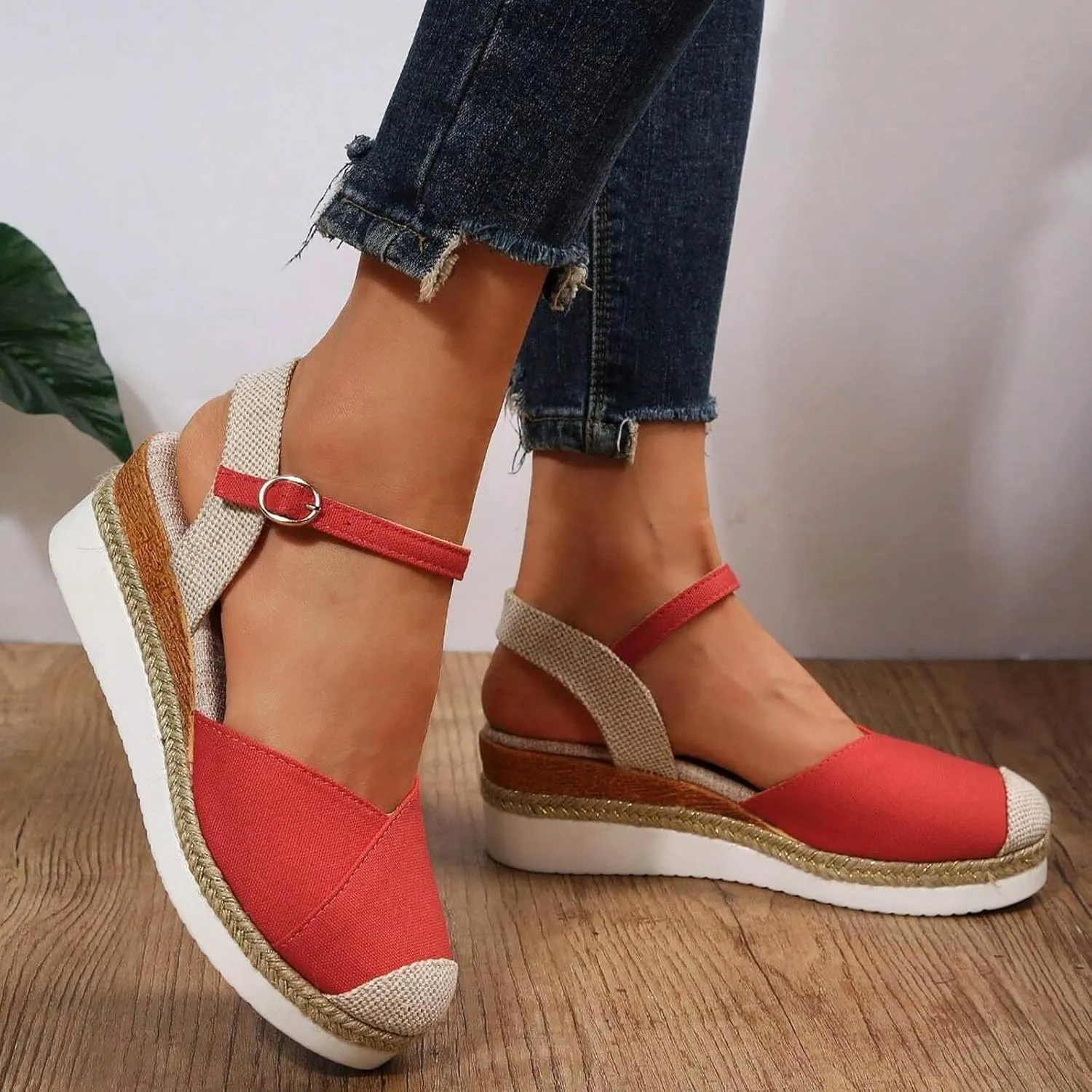 Womens Wedge Sandals Cute Ankle Strap Platform Sandals Dressy Shoes Womens Summer Open Toe Wedges Sandals
