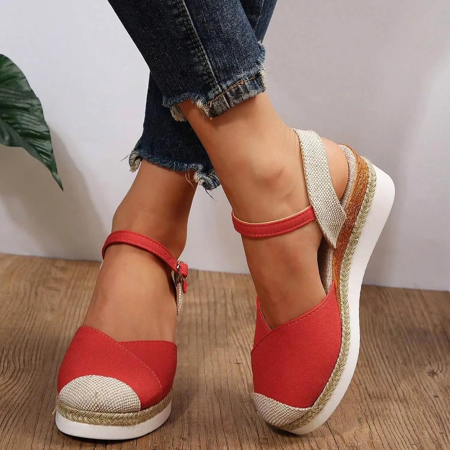 Womens Wedge Sandals Cute Ankle Strap Platform Sandals Dressy Shoes Womens Summer Open Toe Wedges Sandals