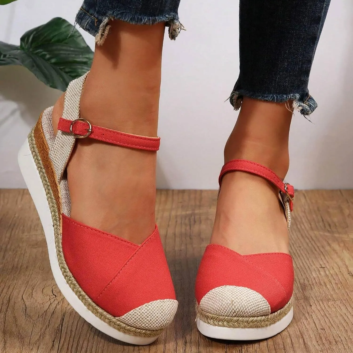 Womens Wedge Sandals Cute Ankle Strap Platform Sandals Dressy Shoes Womens Summer Open Toe Wedges Sandals