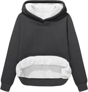 Womens Winter Hoodies Warm Fleece Sherpa Lined Pullover Hooded Sweatshirt