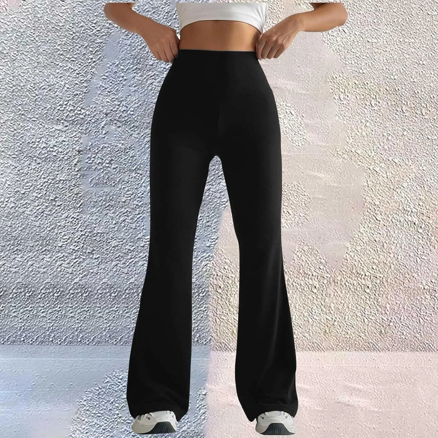 Womens Workout Sets Waisted Pants Tummy High Leggings Pants Black Straight Leg Jeans for Women Womens Workout Set