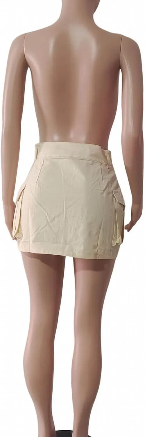 Womens Y2K Long Skirt Womens Cargo Mini Skirts, High Waist Short Jean Skirt Beach A Line Dress Skirts for Women
