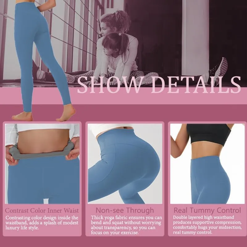 Womens Yoga Pants High Waisted Tummy Control Yoga Leggings Workout Leggings with Pockets Running Gym
