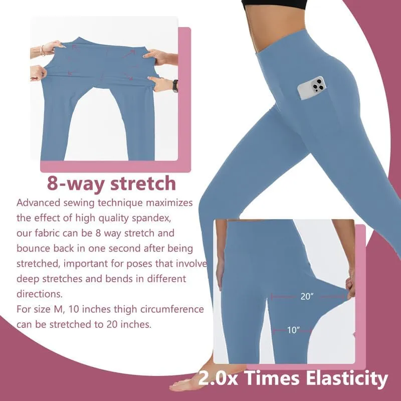 Womens Yoga Pants High Waisted Tummy Control Yoga Leggings Workout Leggings with Pockets Running Gym