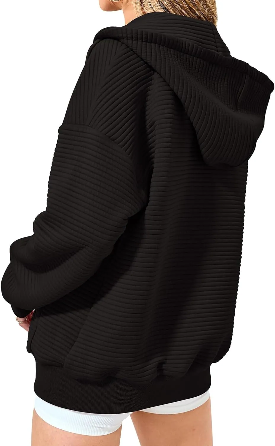 Womens Zip Up Hoodies Casual Long Sleeve Sweatshirts Lightweight Oversized Jacket with Pockets
