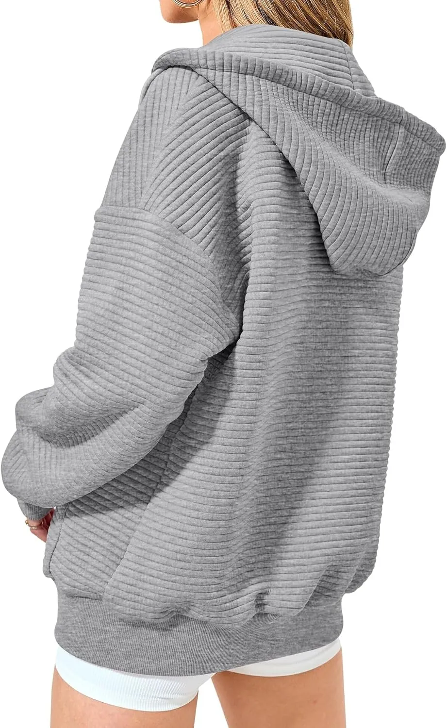 Womens Zip Up Hoodies Casual Long Sleeve Sweatshirts Lightweight Oversized Jacket with Pockets