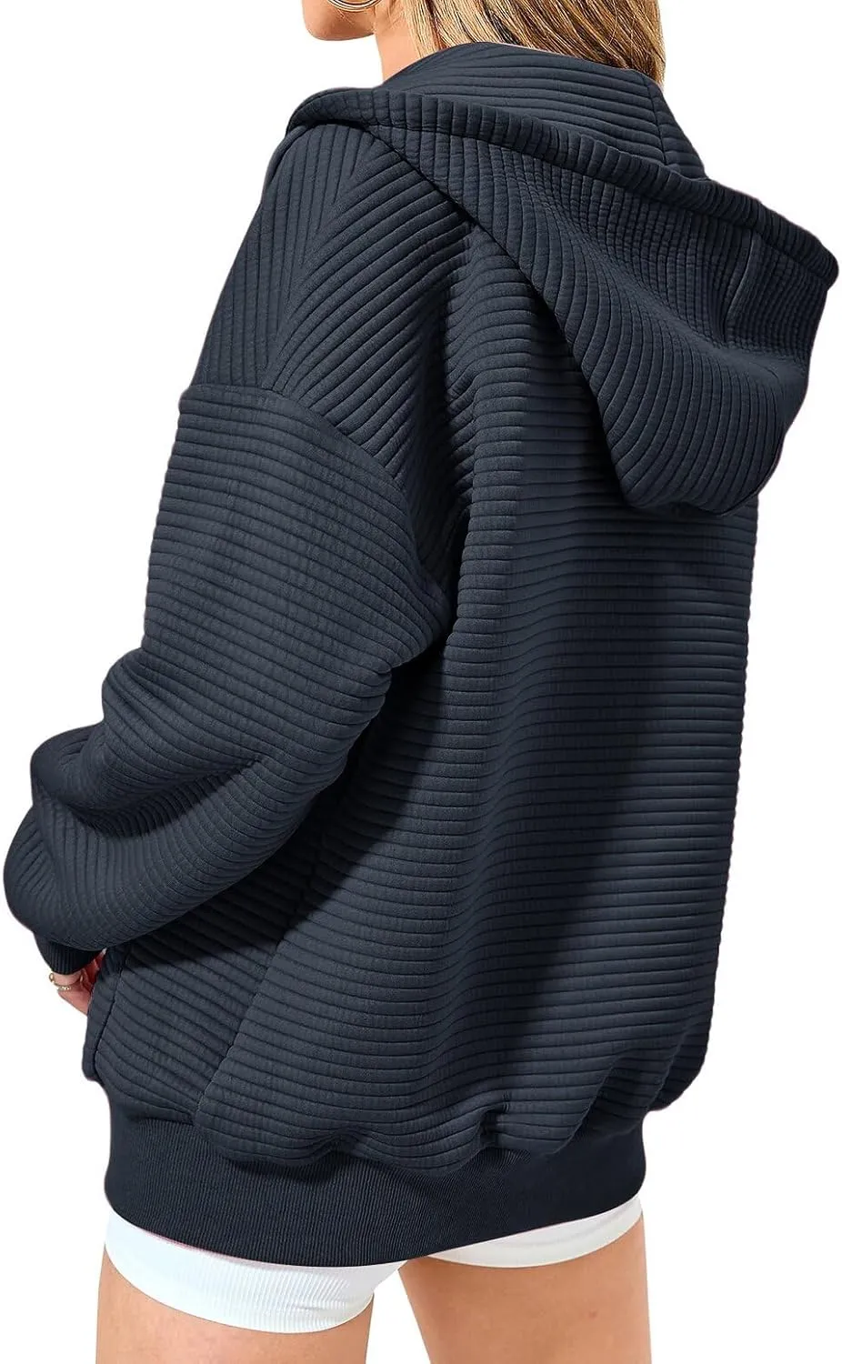 Womens Zip Up Hoodies Casual Long Sleeve Sweatshirts Lightweight Oversized Jacket with Pockets