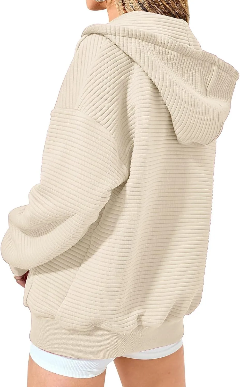 Womens Zip Up Hoodies Casual Long Sleeve Sweatshirts Lightweight Oversized Jacket with Pockets