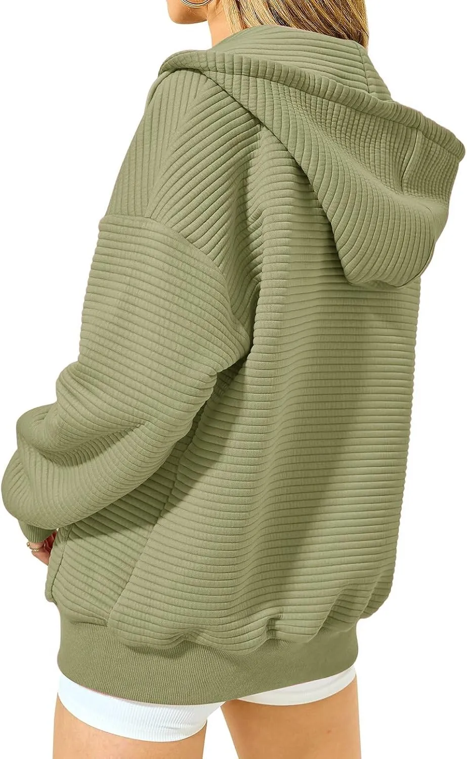 Womens Zip Up Hoodies Casual Long Sleeve Sweatshirts Lightweight Oversized Jacket with Pockets