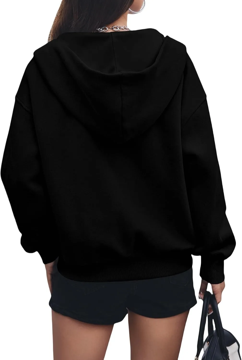 Womens Zip Up Hoodies Jacket Cropped Long Sleeve Hooded Sweatshirt Casual Comfy Coat Winter Clothes 2024