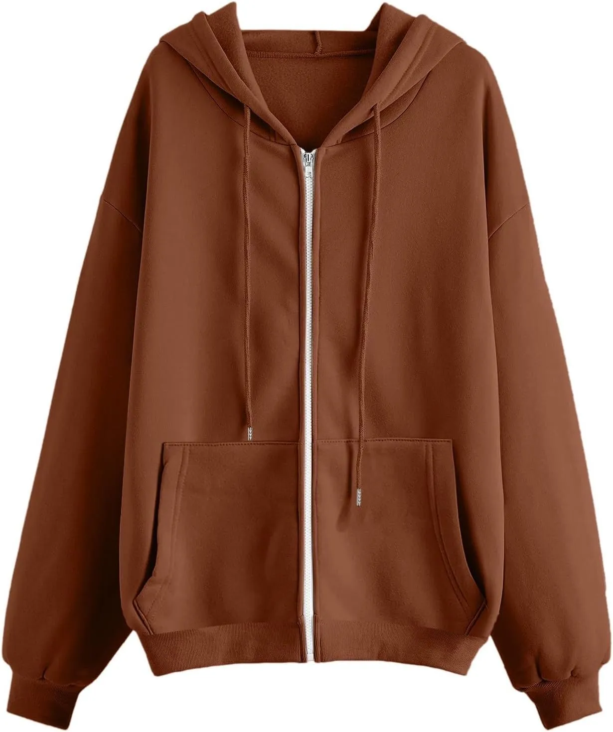 Womens Zip Up Hoodies Long Sleeve Fall Fashion Oversized Sweatshirts Fleece Y2k Jackets with Pockets
