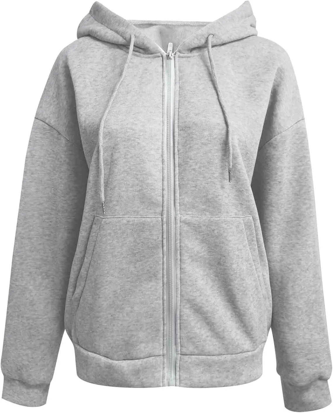 Womens Zip Up Hoodies Long Sleeve Fall Fashion Oversized Sweatshirts Fleece Y2k Jackets with Pockets