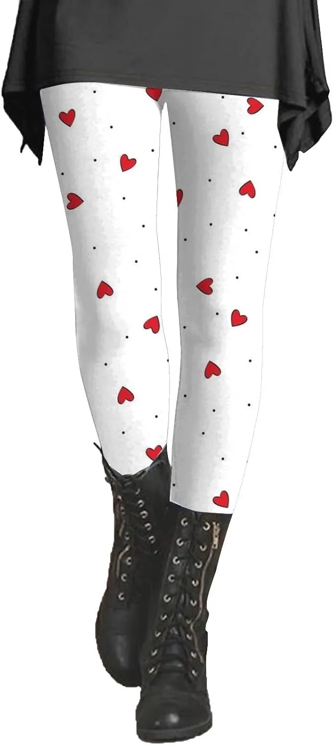 Workout Leggings for Women Plus Size Womens Valentines Plaid Pants Lace Leggings with Bows