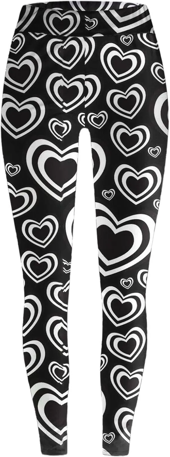Workout Leggings for Women Plus Size Womens Valentines Plaid Pants Lace Leggings with Bows