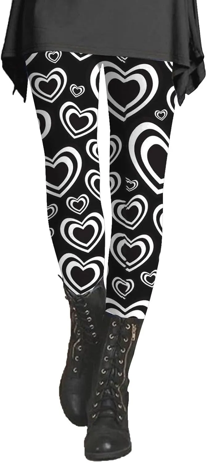 Workout Leggings for Women Plus Size Womens Valentines Plaid Pants Lace Leggings with Bows