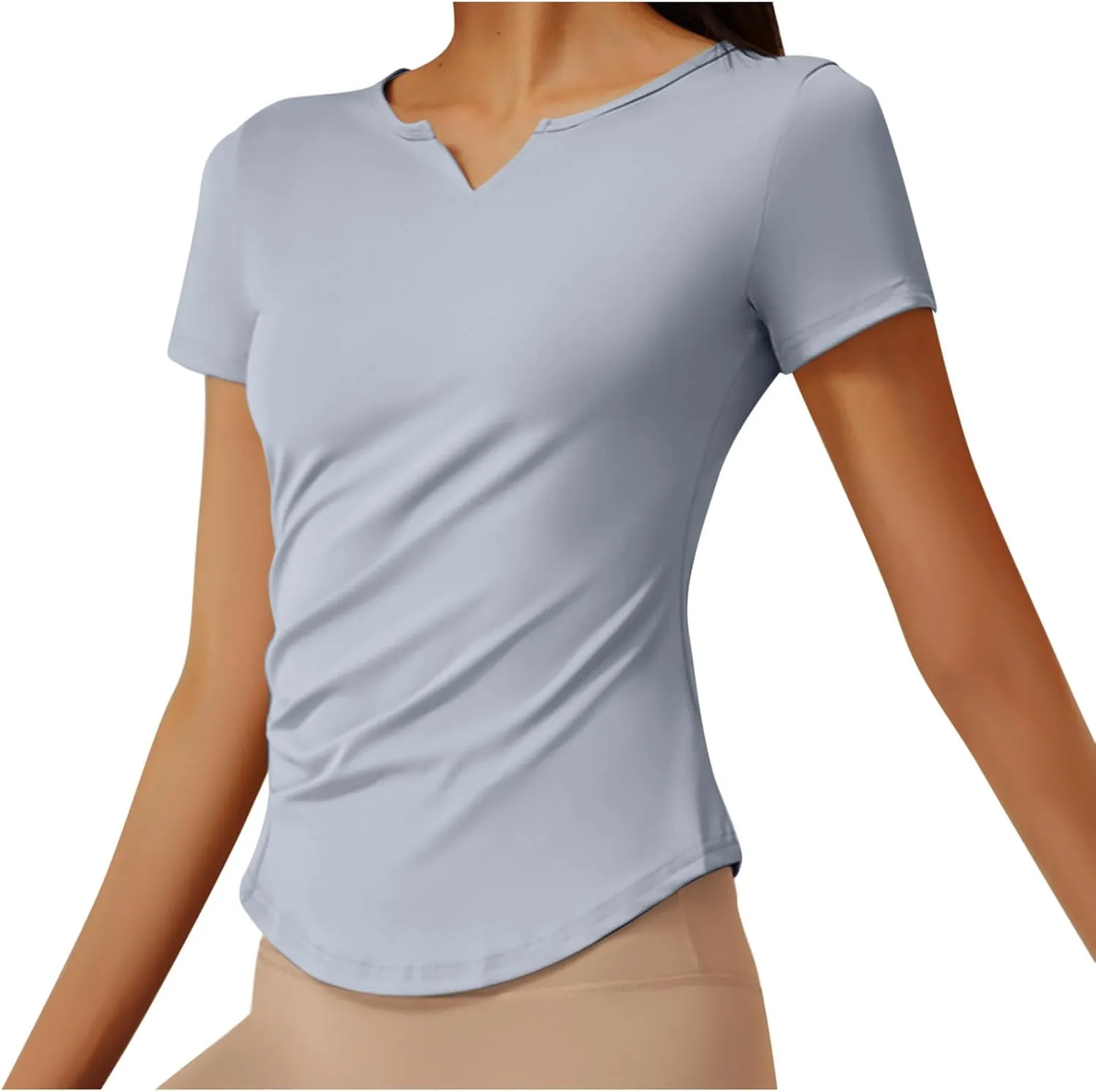Workout Yoga Tops for Women Short Sleeve V Neck Shirt Slim Fit Summer Shirts 2025 Trendy Loose Fit Dressy Top