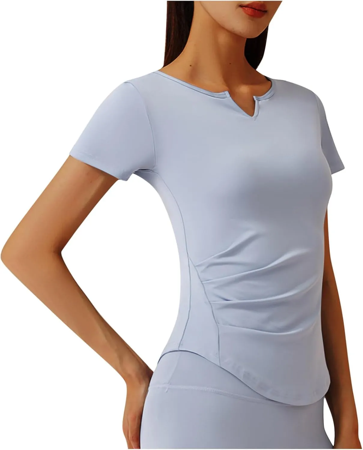 Workout Yoga Tops for Women Short Sleeve V Neck Shirt Slim Fit Summer Shirts 2025 Trendy Loose Fit Dressy Top