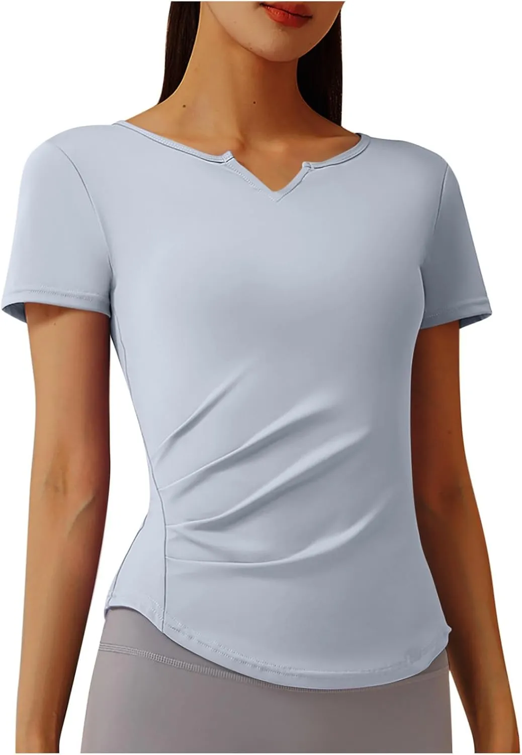 Workout Yoga Tops for Women Short Sleeve V Neck Shirt Slim Fit Summer Shirts 2025 Trendy Loose Fit Dressy Top