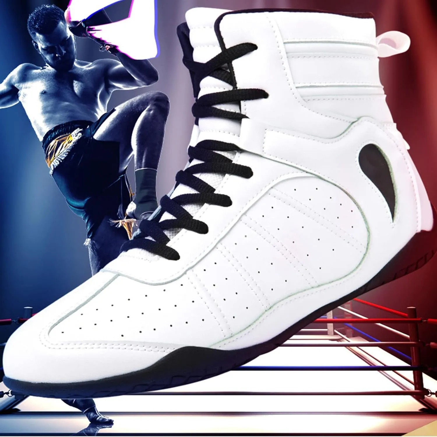 Wrestling Shoes for Men Lightweight Breathable Training Shoe Leather Boxing Shoes for Adults