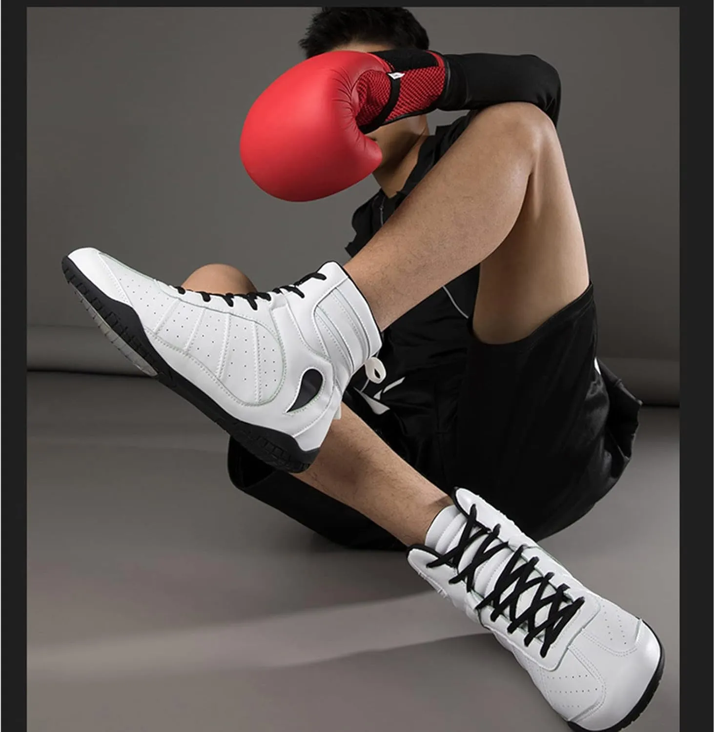 Wrestling Shoes for Men Lightweight Breathable Training Shoe Leather Boxing Shoes for Adults