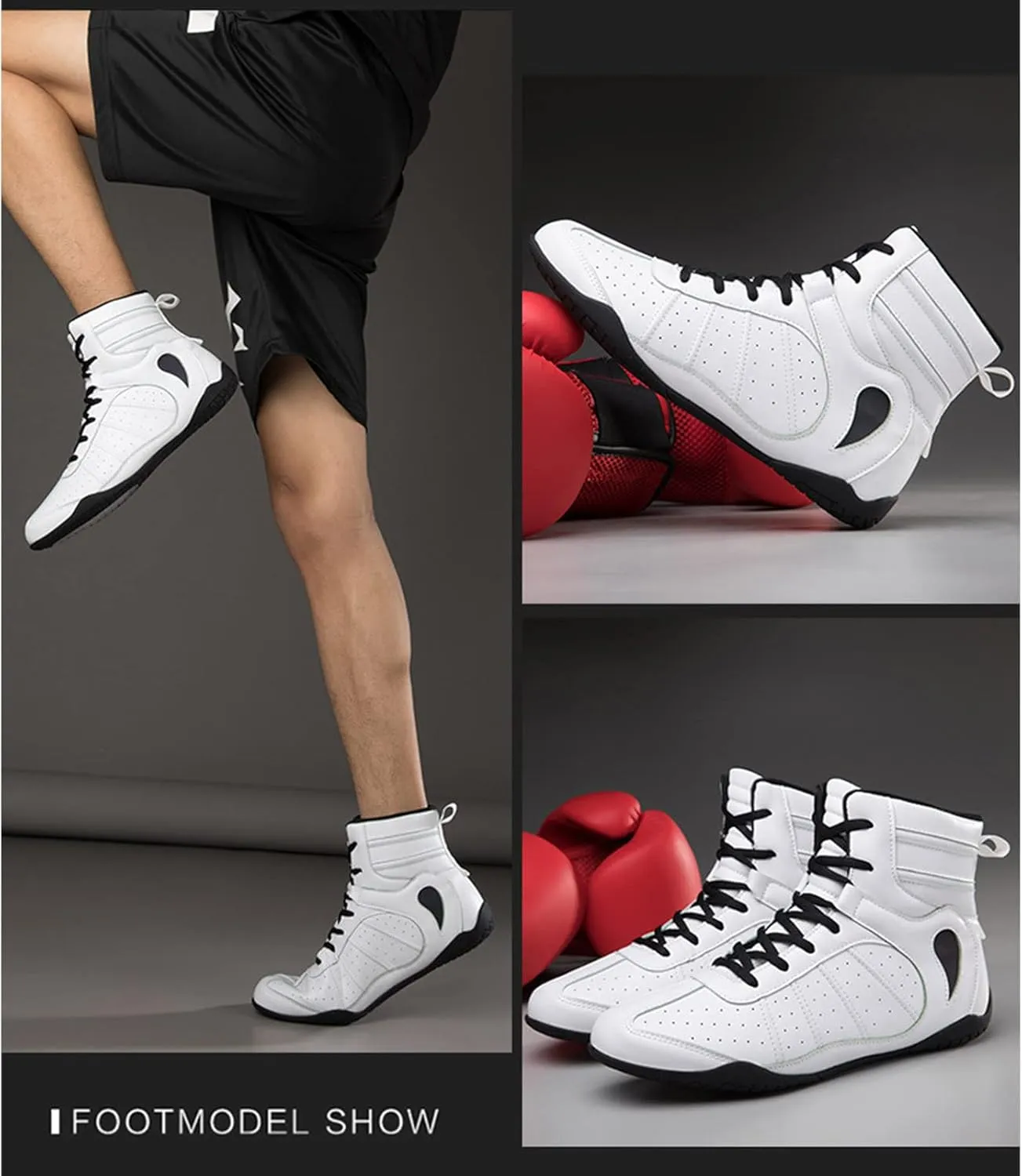 Wrestling Shoes for Men Lightweight Breathable Training Shoe Leather Boxing Shoes for Adults
