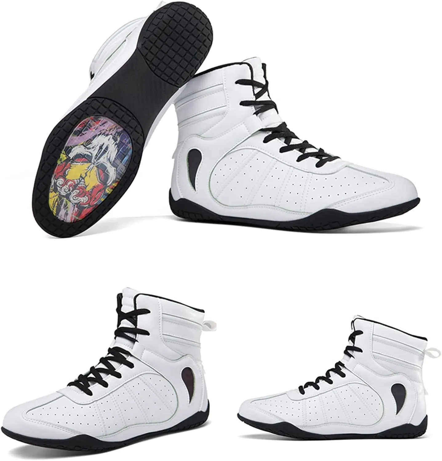 Wrestling Shoes for Men Lightweight Breathable Training Shoe Leather Boxing Shoes for Adults