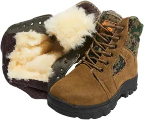 Wygwlg Camouflage Combat Boots for Men, Men's Warm Warm Fur Lined Non-Slip High Top Tactical Boots, Waterproof Non-Slip Warm Army Boots, for Camping, Hiking, Work Combat, Military