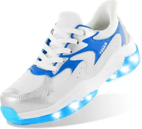 YESKIS Boys Girls Light Up Shoes Kids Lightweight Breathable Mesh Led Flashing Fashion Running Sneakers for Toddler Little Kid