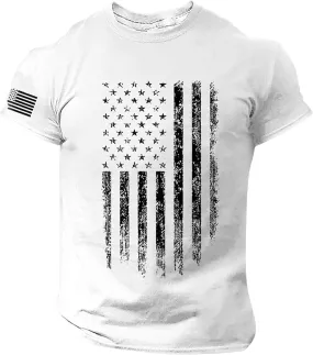 Ymosrh Men's Casual Shirts Short Sleeve Graphic Tees Crew Neck Flag Print T-Shirt Tops Shirts, S-4XL