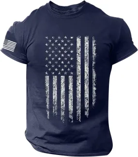 Ymosrh Men's Casual Shirts Short Sleeve Graphic Tees Crew Neck Flag Print T-Shirt Tops Shirts, S-4XL