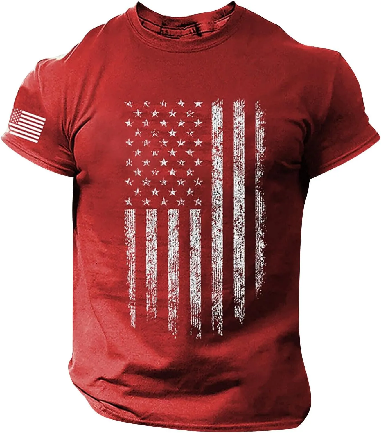 Ymosrh Men's Casual Shirts Short Sleeve Graphic Tees Crew Neck Flag Print T-Shirt Tops Shirts, S-4XL