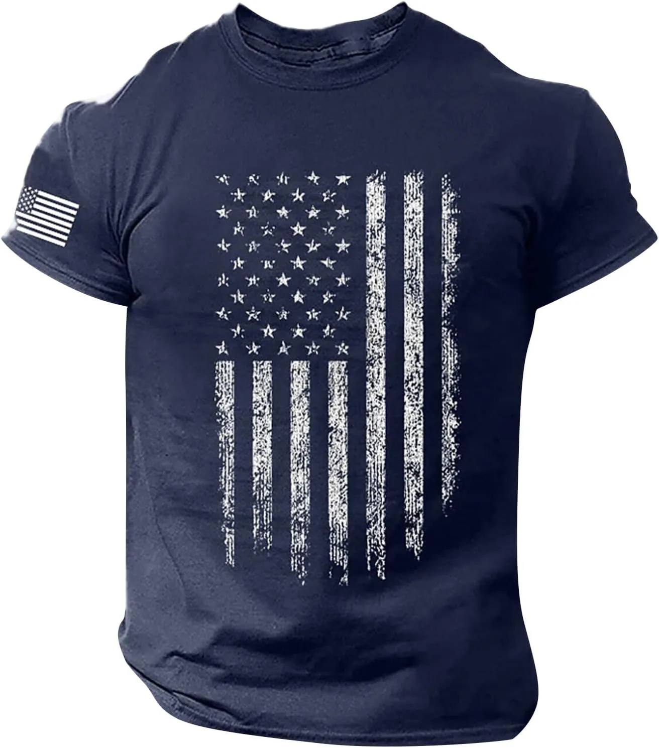 Ymosrh Men's Casual Shirts Short Sleeve Graphic Tees Crew Neck Flag Print T-Shirt Tops Shirts, S-4XL