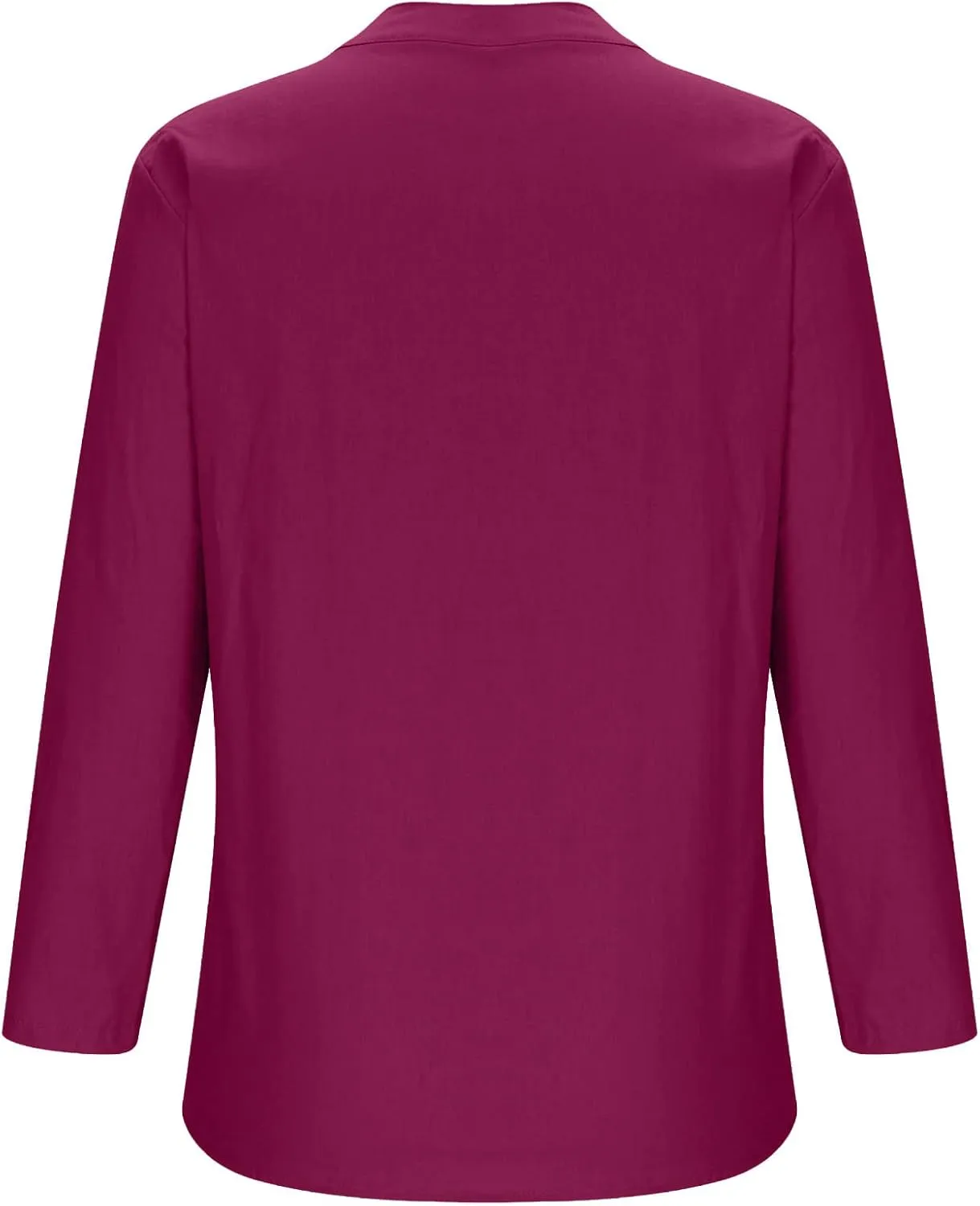 YZHM Womens Long Sleeve Blouses Cotton Linen Plus Size Tops V Neck Button Down Shirts Loose Tunic Tops Solid Trendy Tshirts