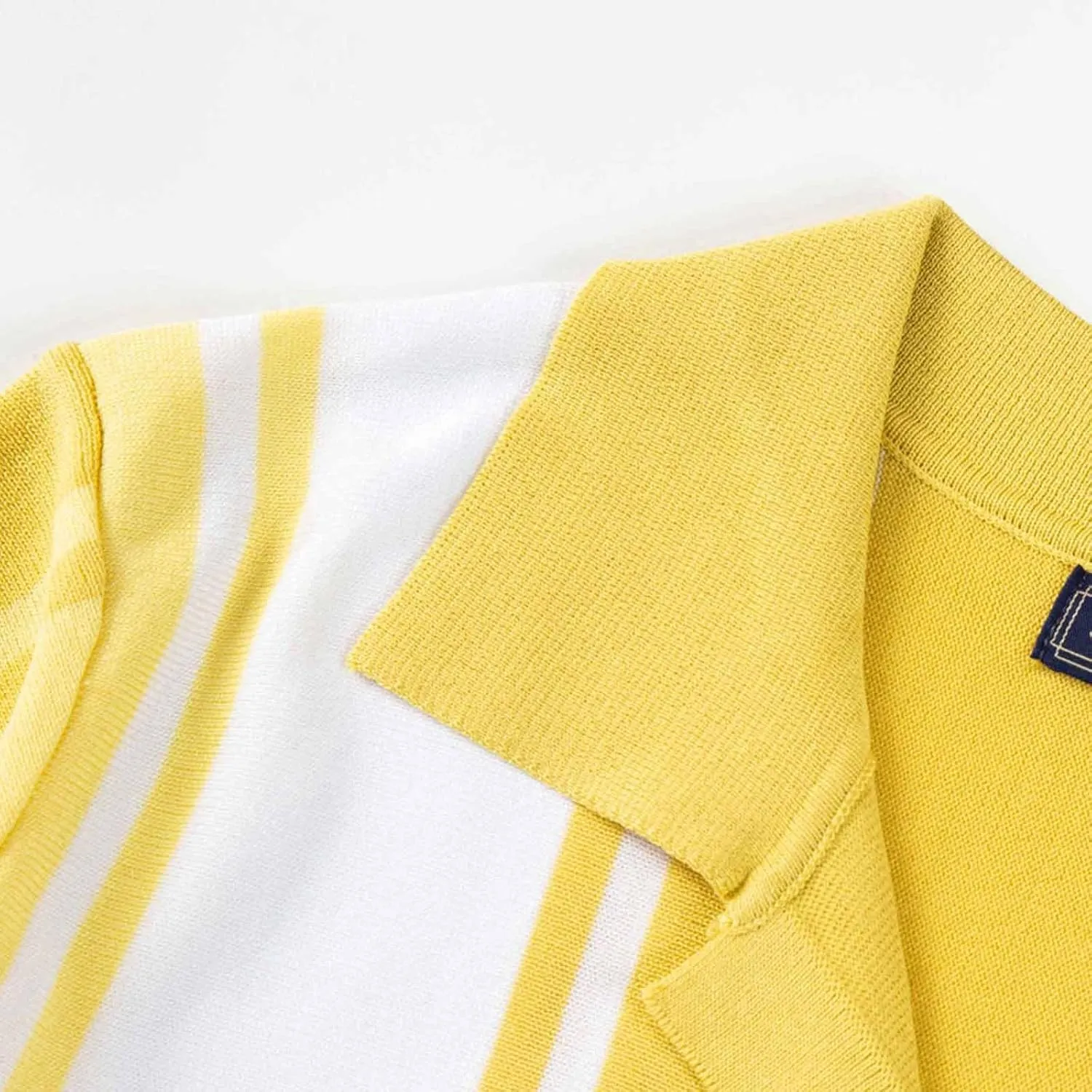 Zeiyignr Men's Stripe Button Down Knit Polo Shirts Short Sleeve Vintage Beach Shirts Knitted Golf Shirt Cardigan Sweater