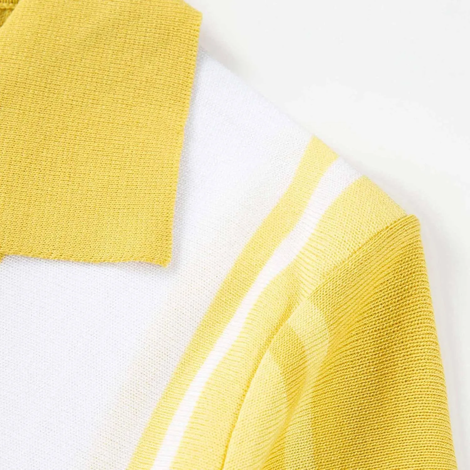 Zeiyignr Men's Stripe Button Down Knit Polo Shirts Short Sleeve Vintage Beach Shirts Knitted Golf Shirt Cardigan Sweater