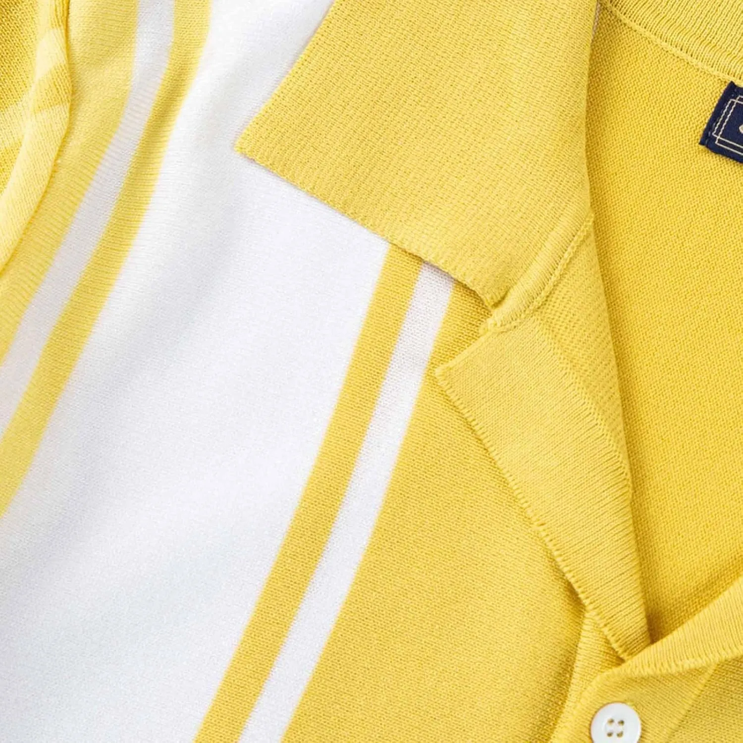 Zeiyignr Men's Stripe Button Down Knit Polo Shirts Short Sleeve Vintage Beach Shirts Knitted Golf Shirt Cardigan Sweater