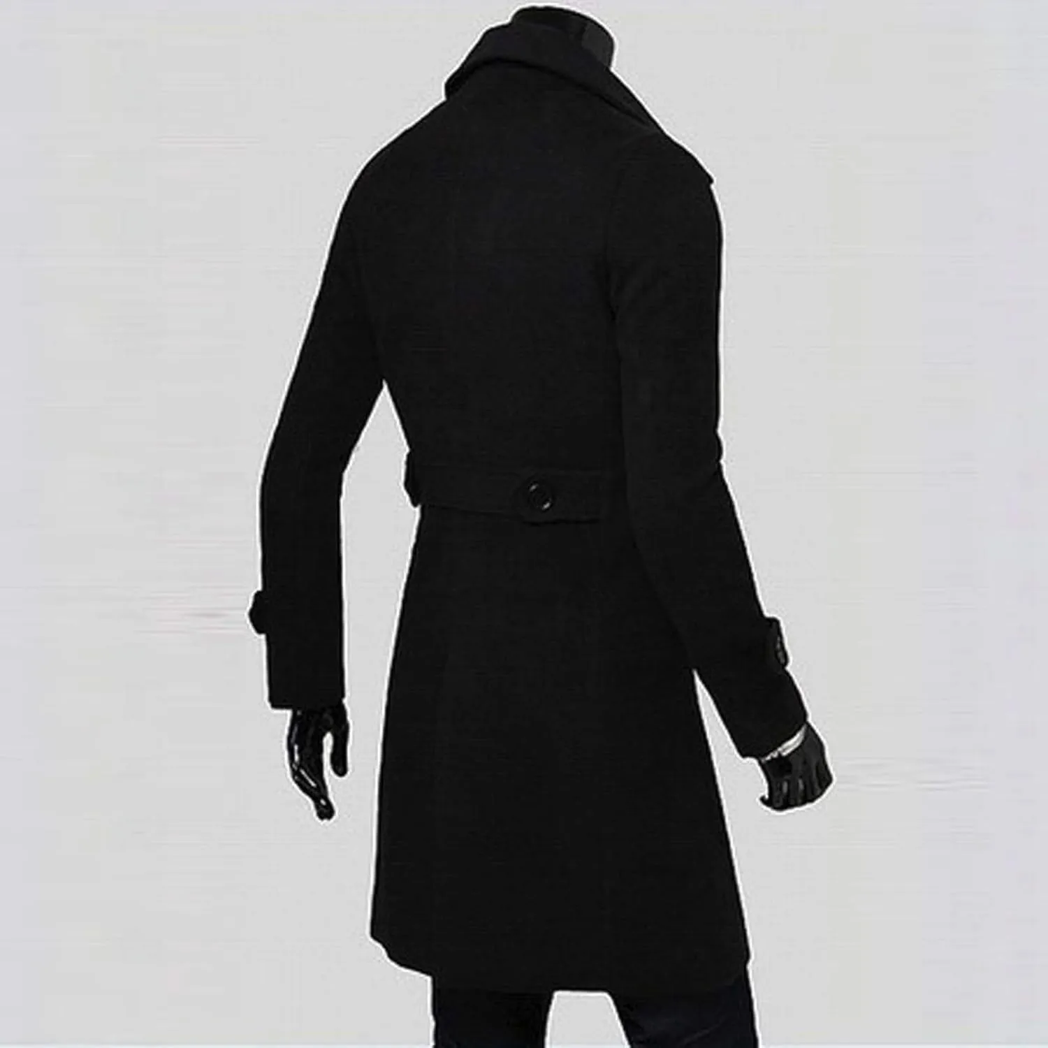 Zeiyignr Mens Wool Blend Coat Winter Trench Coats Notched Lapel Collar Double Breasted Overcoat Classic Peacoat With Pockets
