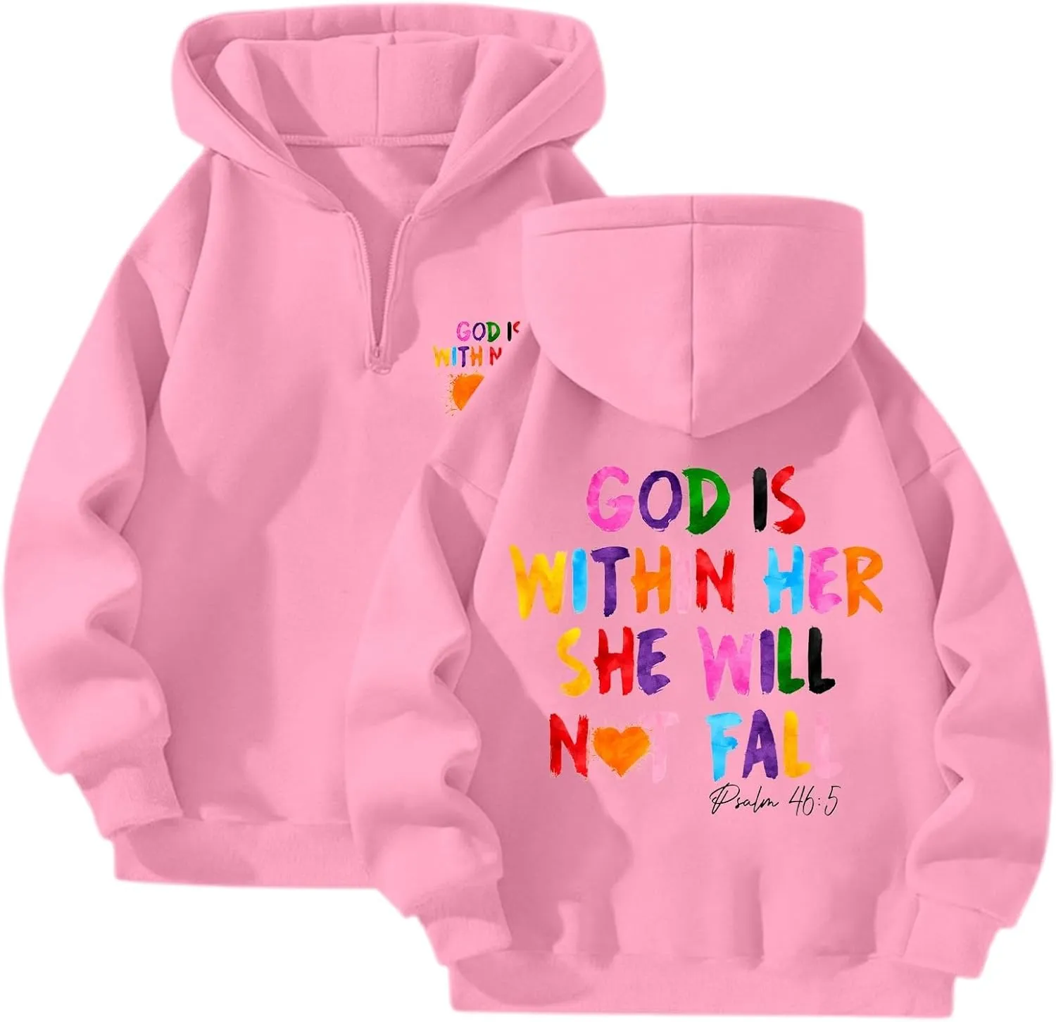 Zip Up Hoodie Women Letter Print Long Sleeve Drop Shoulder Casual Sweatshirt Drawstring Pockets Comfy Trendy Hoodies
